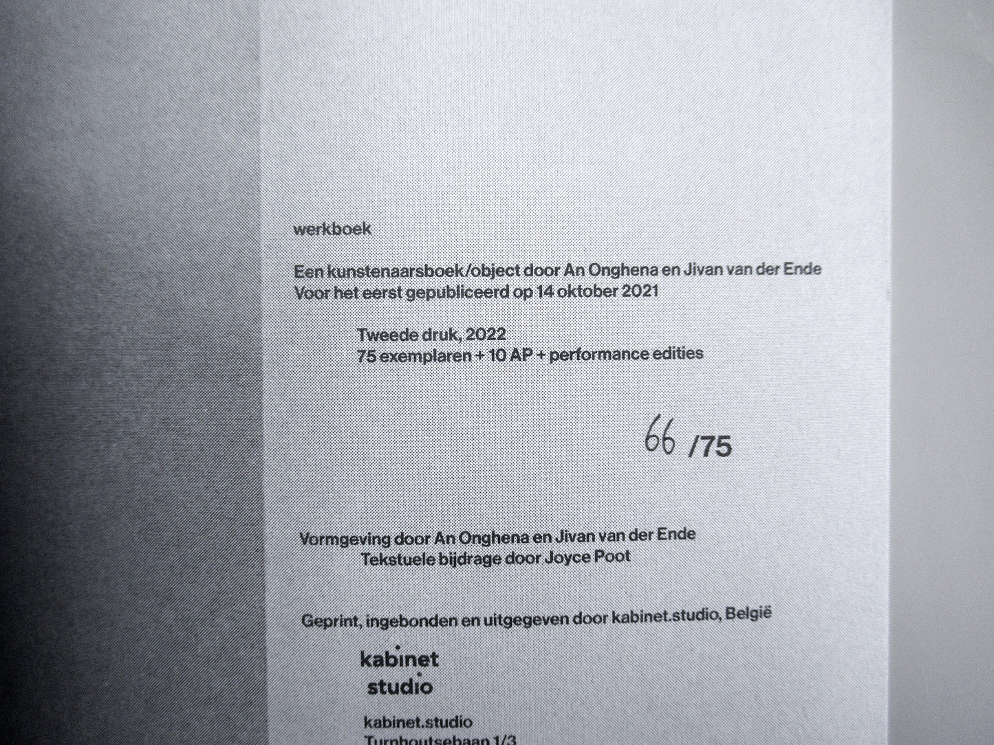 《Werkboek》An Onghena |